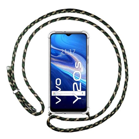 Funda Colgante Transparente para Vivo Y20s / Y11s con Cordon Verde / Dorado