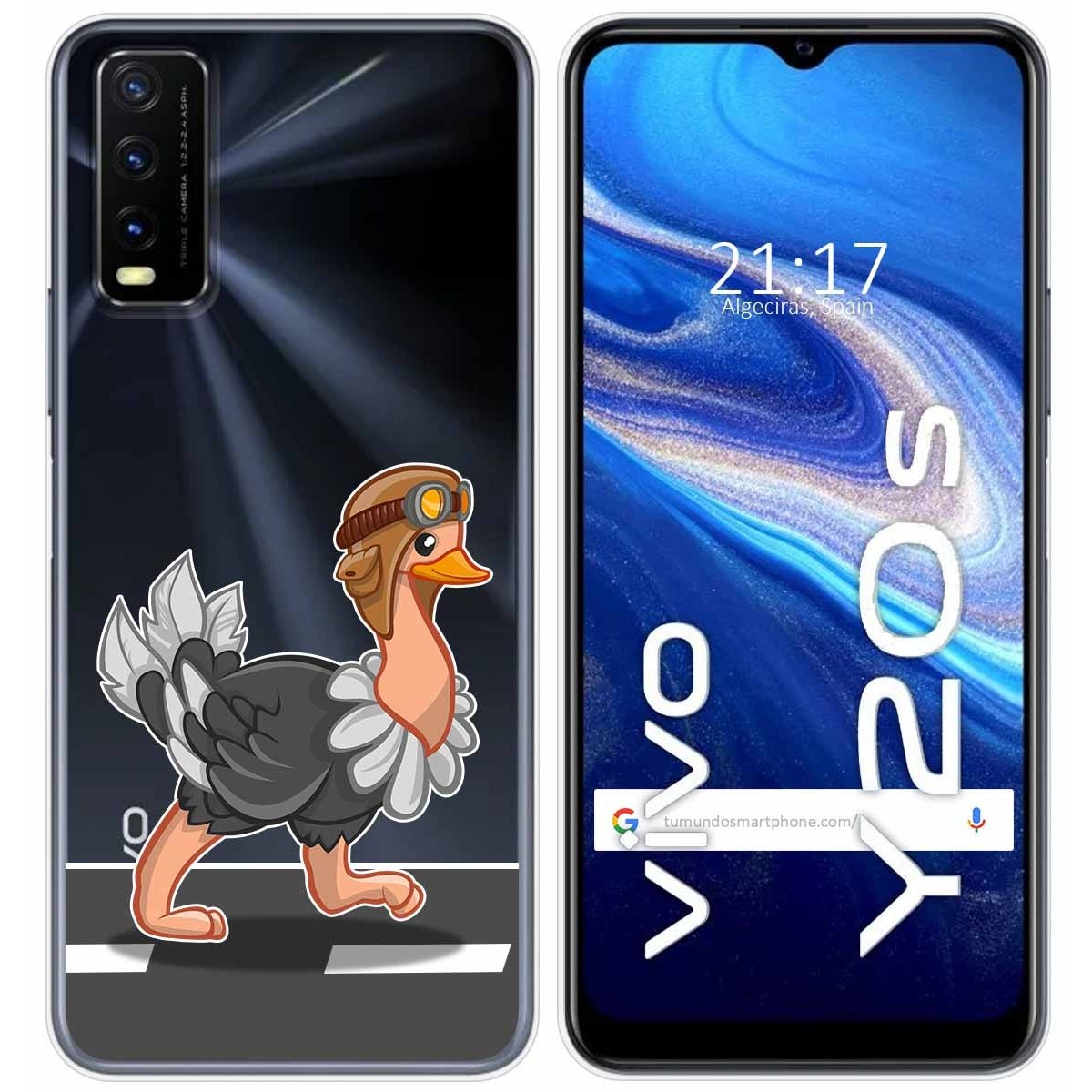 Funda Gel Transparente para Vivo Y20s / Y11s diseño Avestruz Dibujos