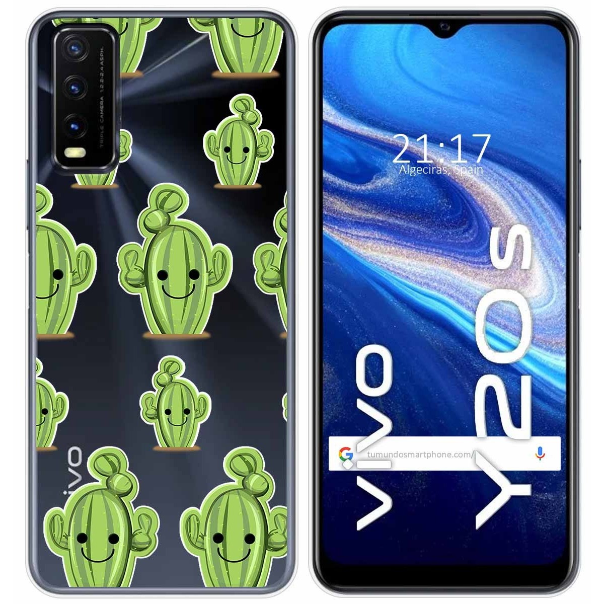Funda Gel Transparente para Vivo Y20s / Y11s diseño Cactus Dibujos