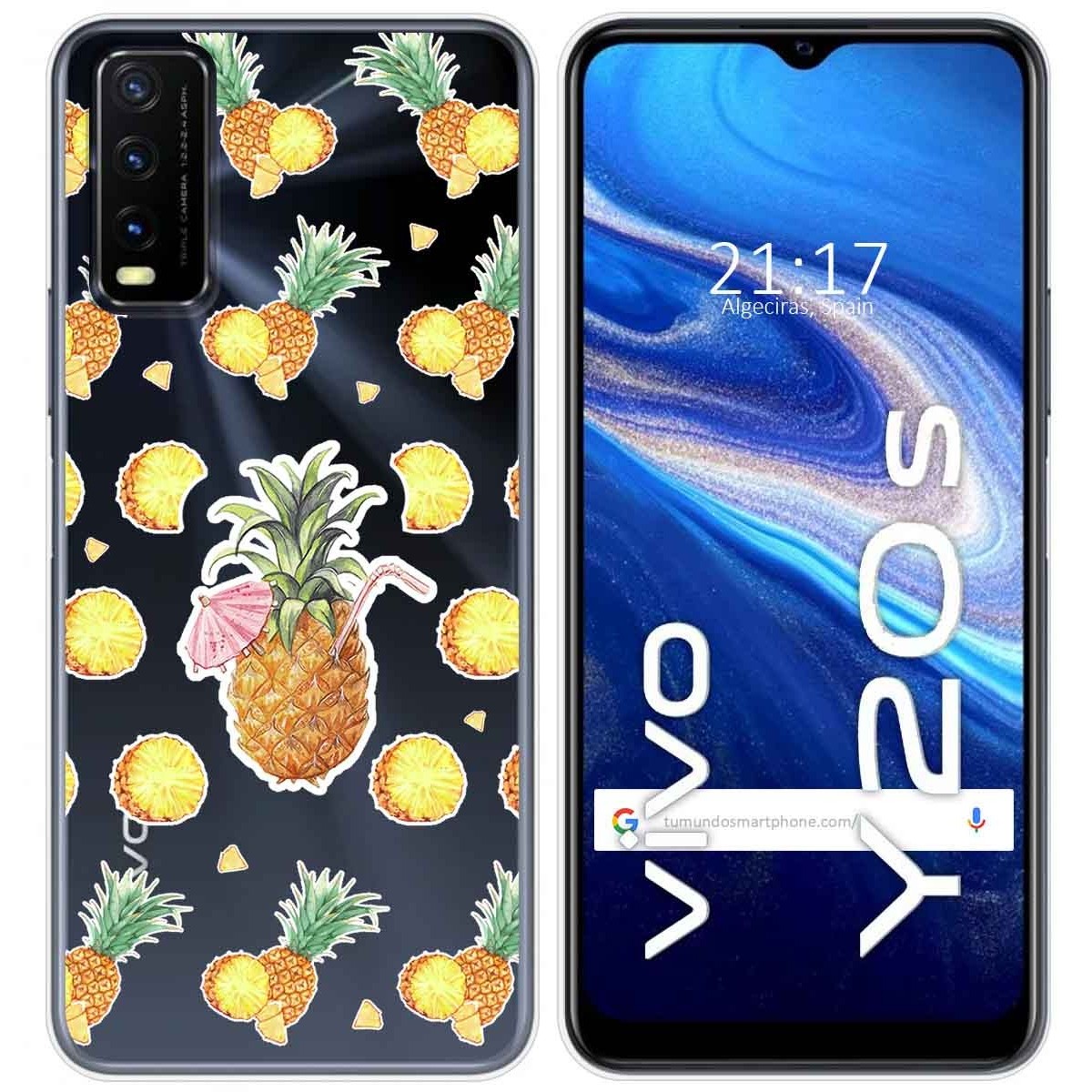 Funda Gel Transparente para Vivo Y20s / Y11s diseño Piña Dibujos