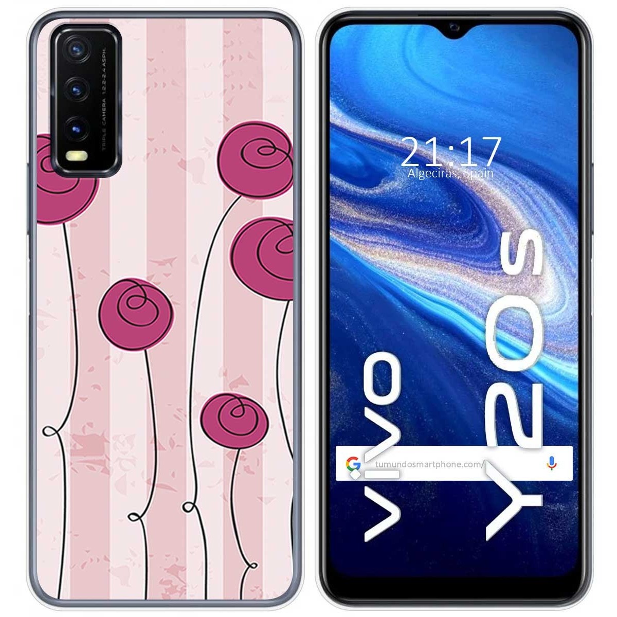 Funda Gel Tpu para Vivo Y20s / Y11s diseño Flores Vintage Dibujos