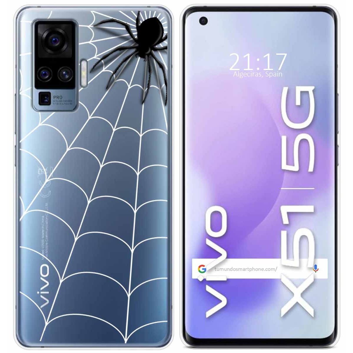 Funda Gel Transparente para Vivo X51 5G diseño Araña Dibujos