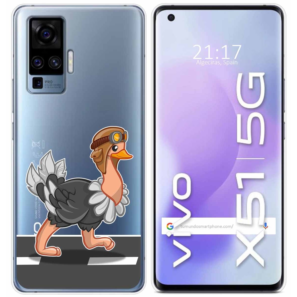 Funda Gel Transparente para Vivo X51 5G diseño Avestruz Dibujos