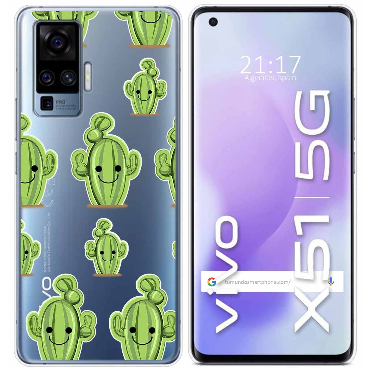 Funda Gel Transparente para Vivo X51 5G diseño Cactus Dibujos