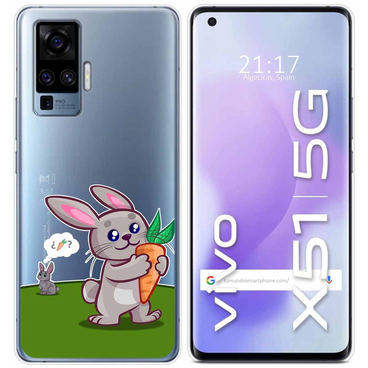 Funda Gel Transparente para Vivo X51 5G diseño Conejo Dibujos