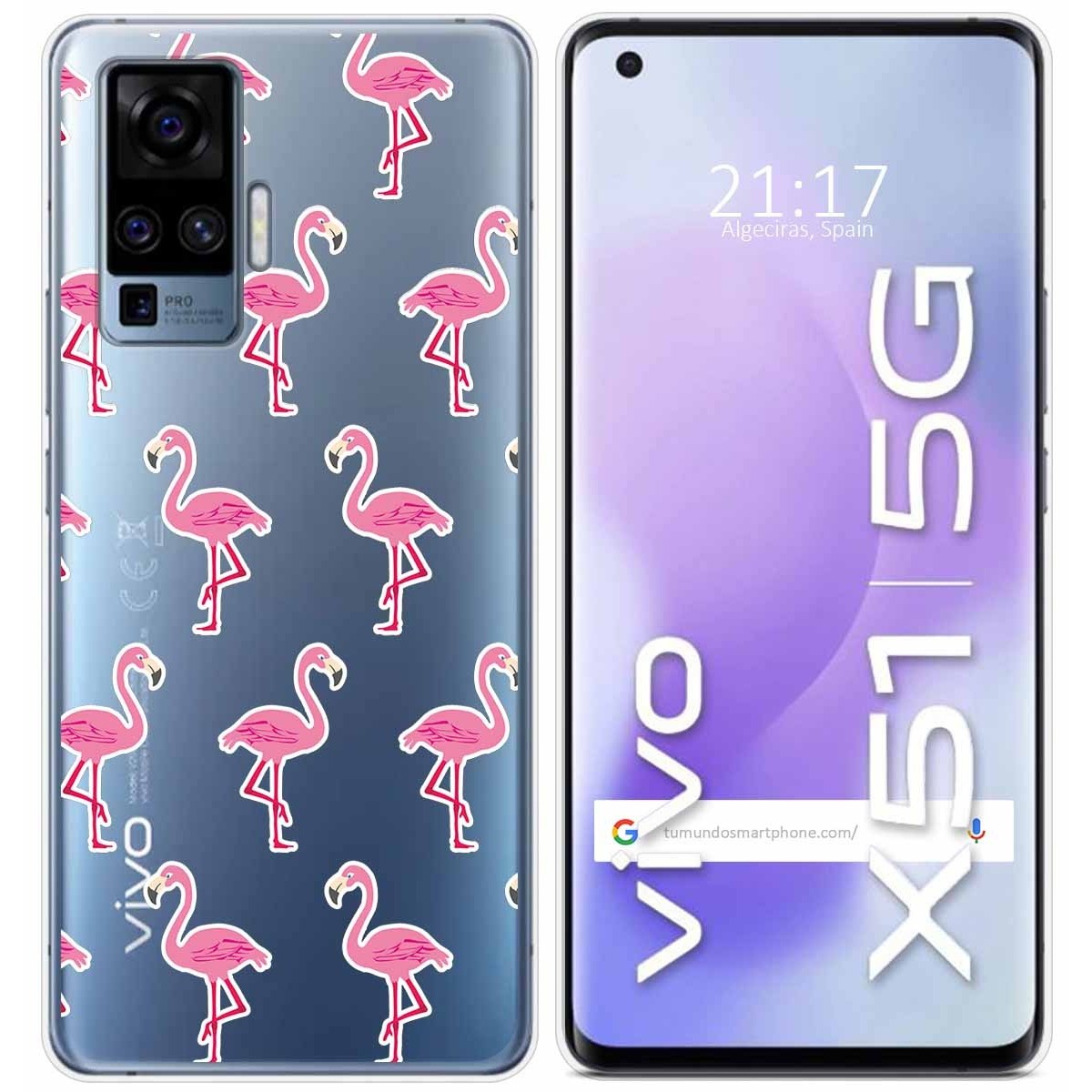 Funda Gel Transparente para Vivo X51 5G diseño Flamenco Dibujos