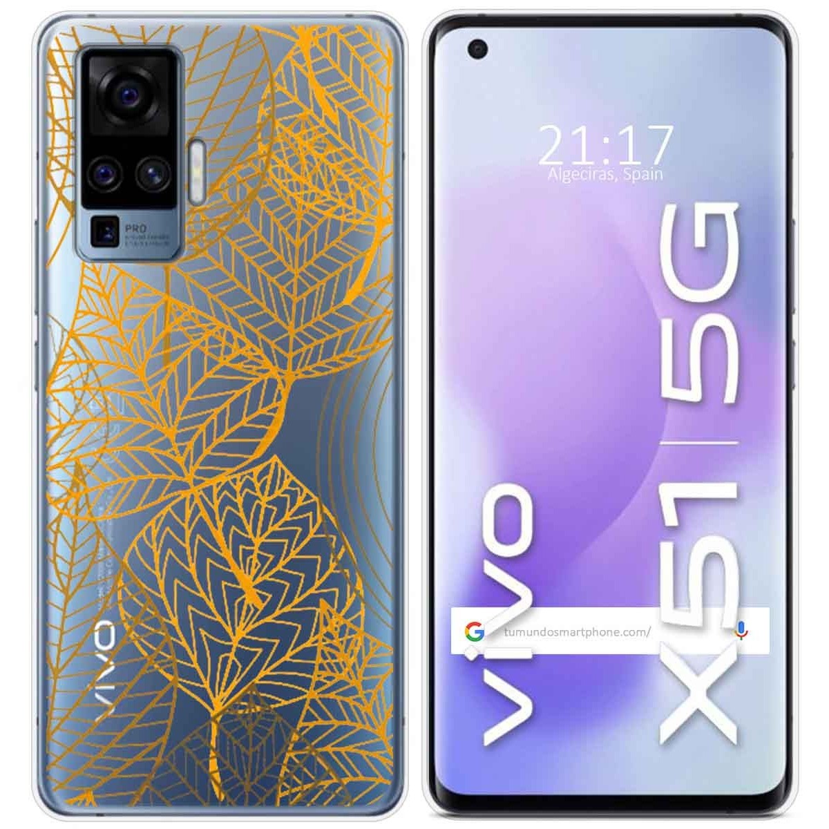 Funda Gel Transparente para Vivo X51 5G diseño Hojas Dibujos
