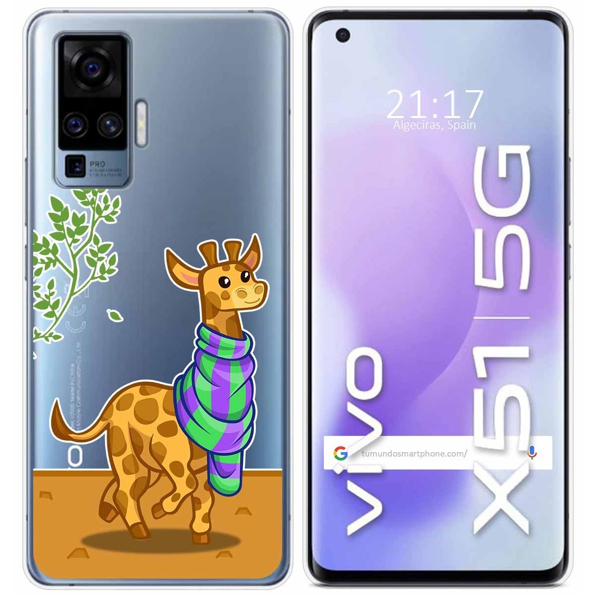 Funda Gel Transparente para Vivo X51 5G diseño Jirafa Dibujos