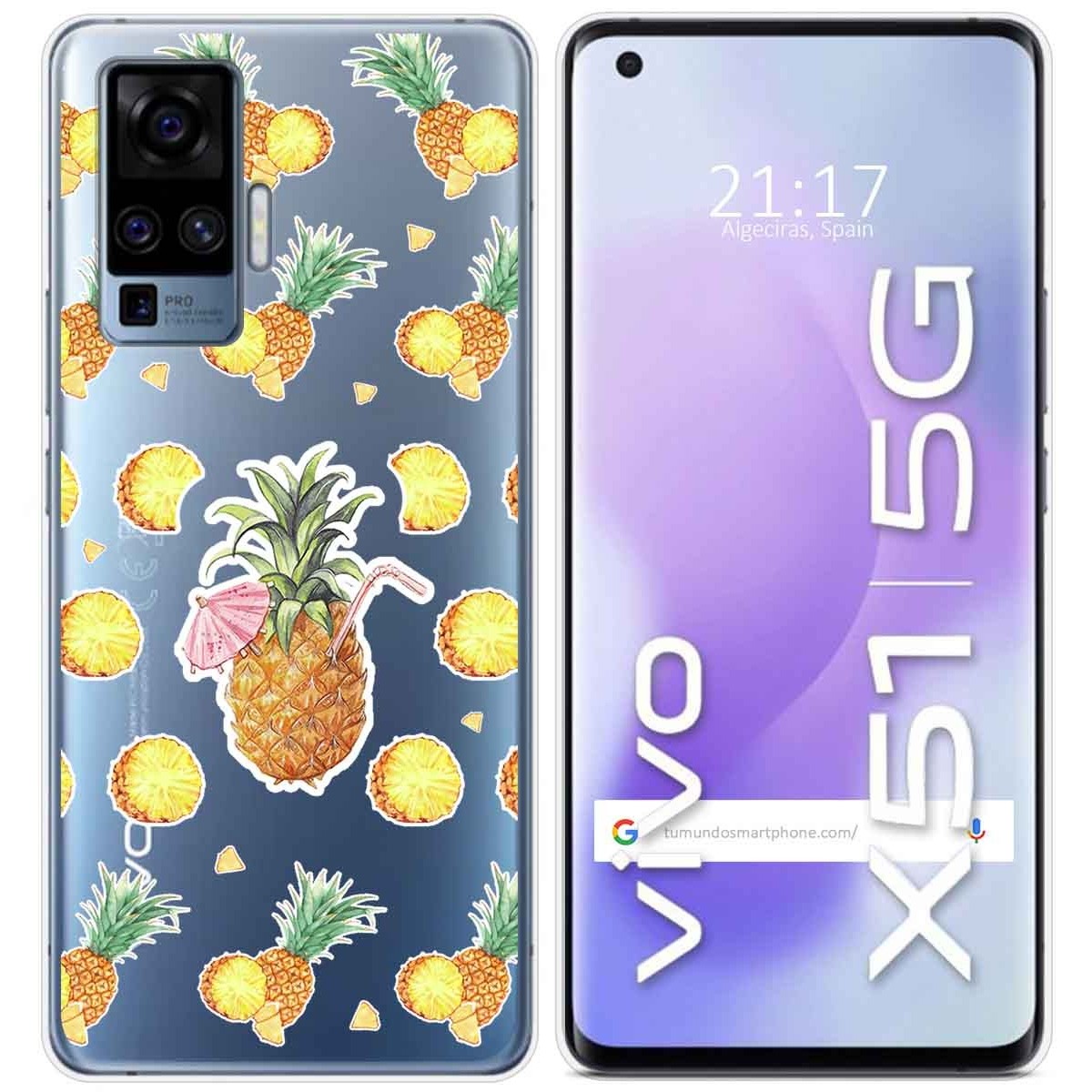 Funda Gel Transparente para Vivo X51 5G diseño Piña Dibujos
