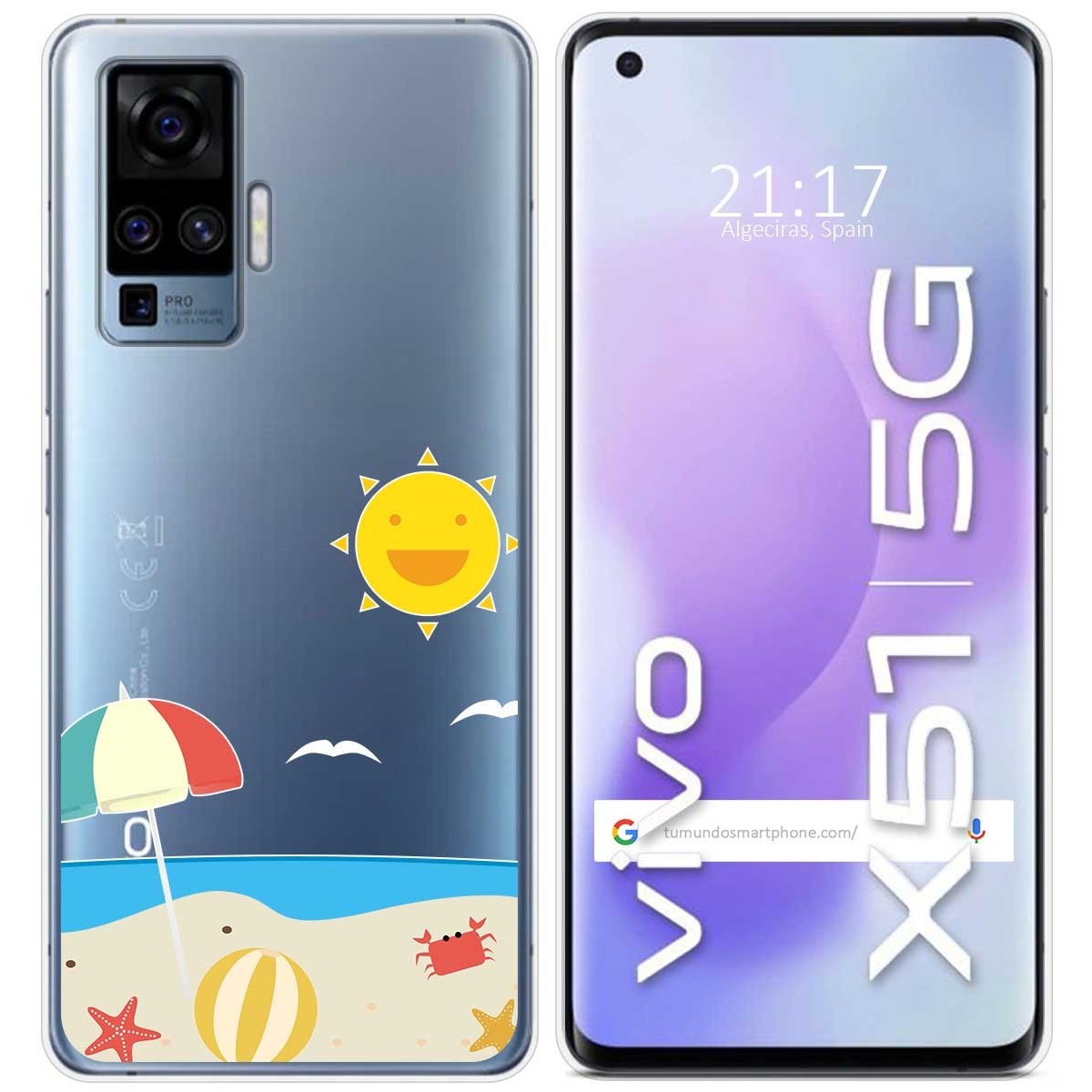 Funda Gel Transparente para Vivo X51 5G diseño Playa Dibujos