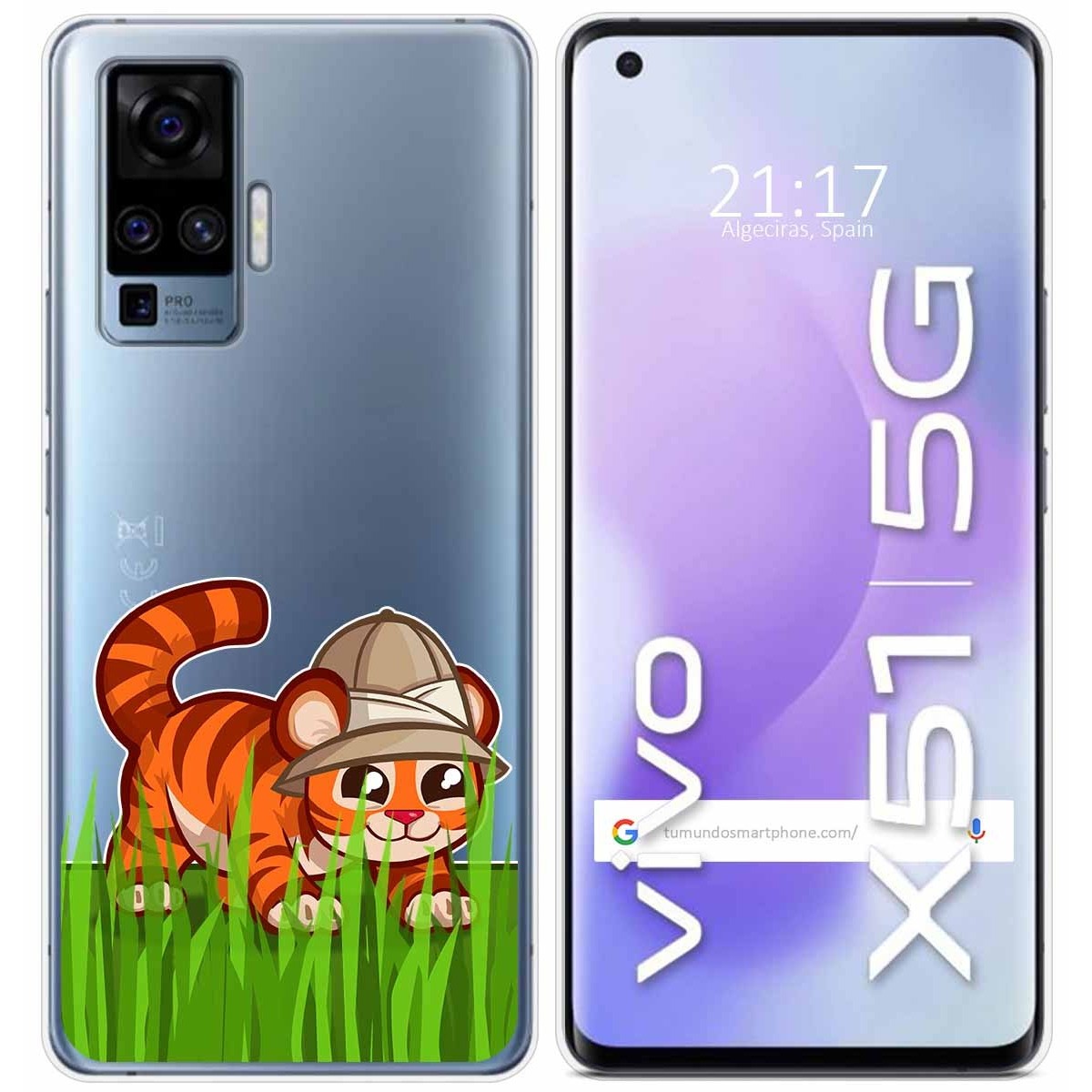 Funda Gel Transparente para Vivo X51 5G diseño Tigre Dibujos