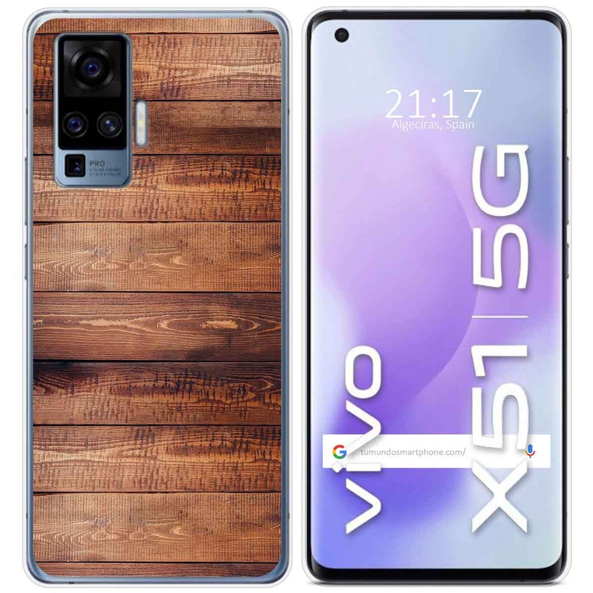 Funda Gel Tpu para Vivo X51 5G diseño Madera 02 Dibujos