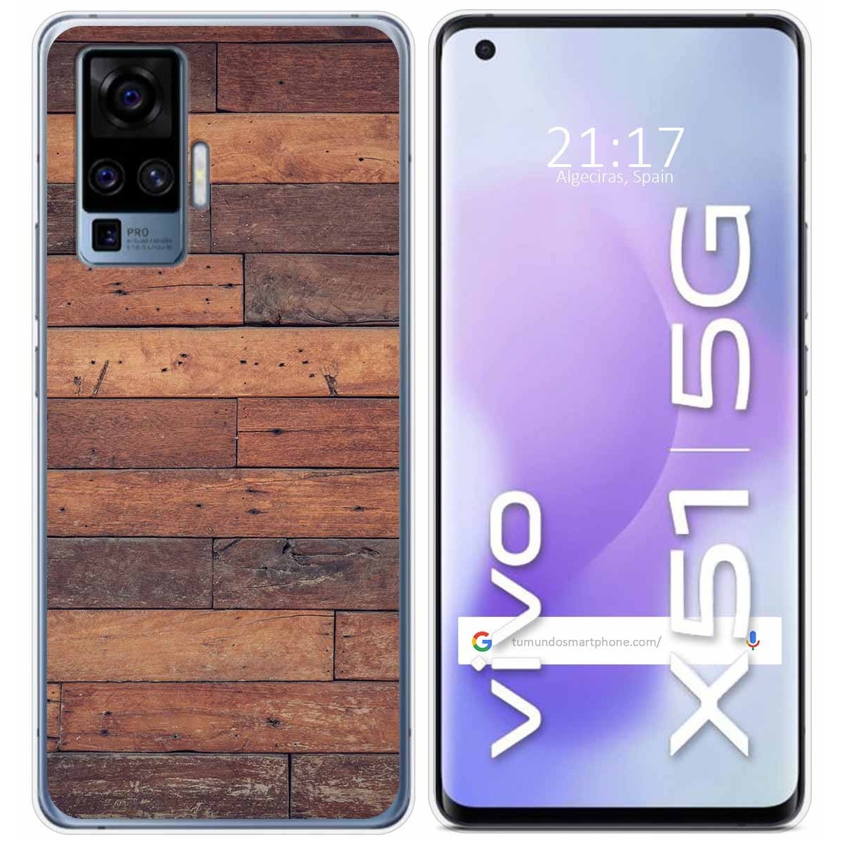 Funda Gel Tpu para Vivo X51 5G diseño Madera 03 Dibujos