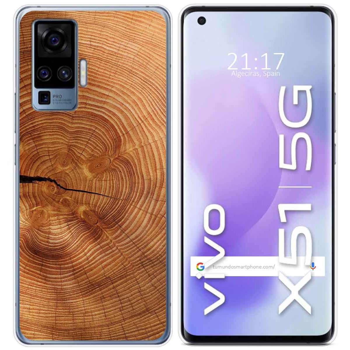 Funda Gel Tpu para Vivo X51 5G diseño Madera 04 Dibujos