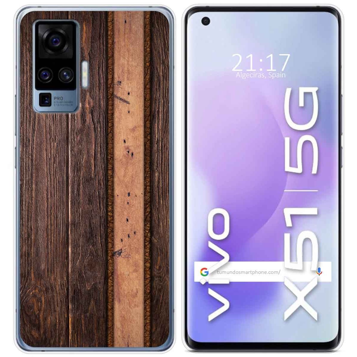 Funda Gel Tpu para Vivo X51 5G diseño Madera 05 Dibujos