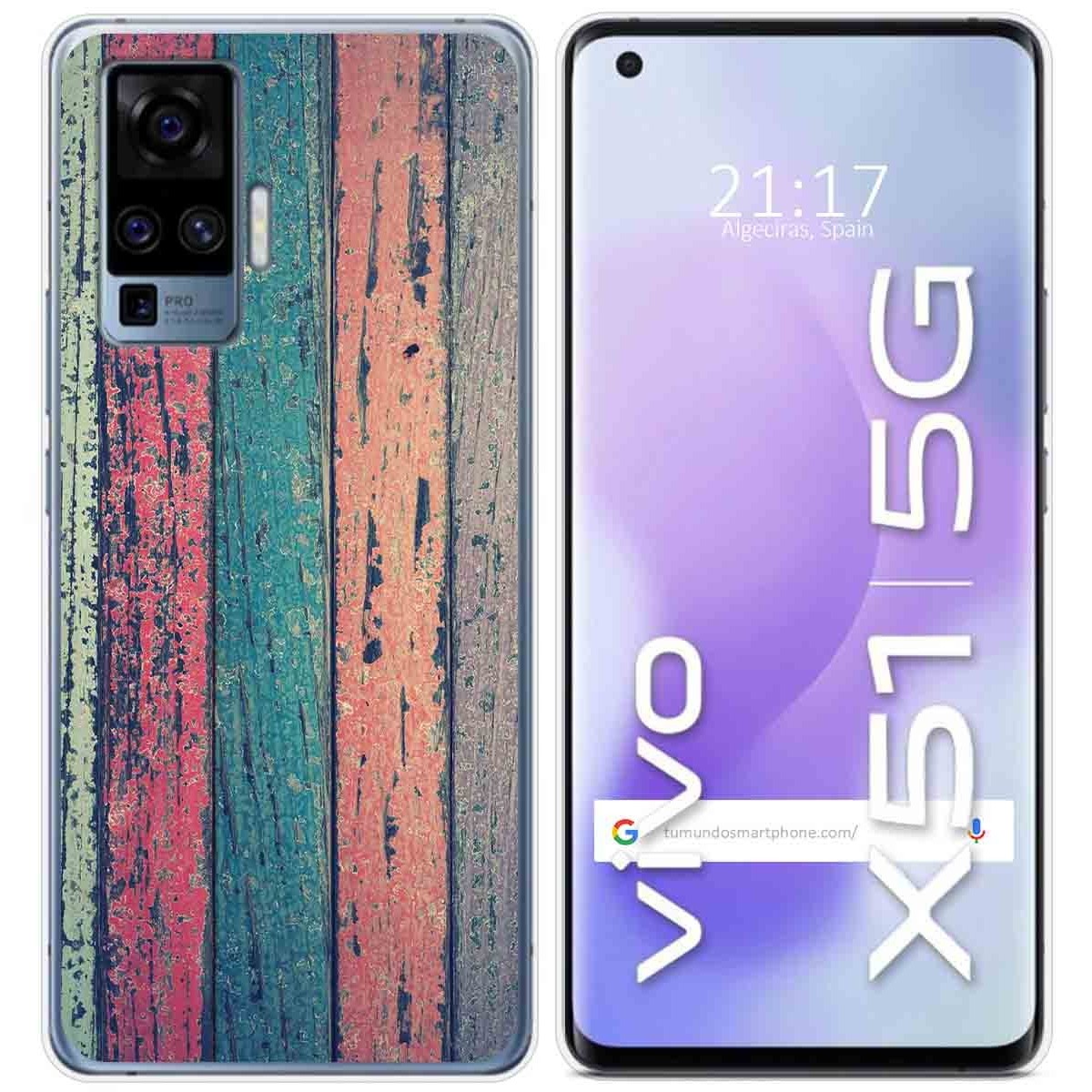 Funda Gel Tpu para Vivo X51 5G diseño Madera 10 Dibujos