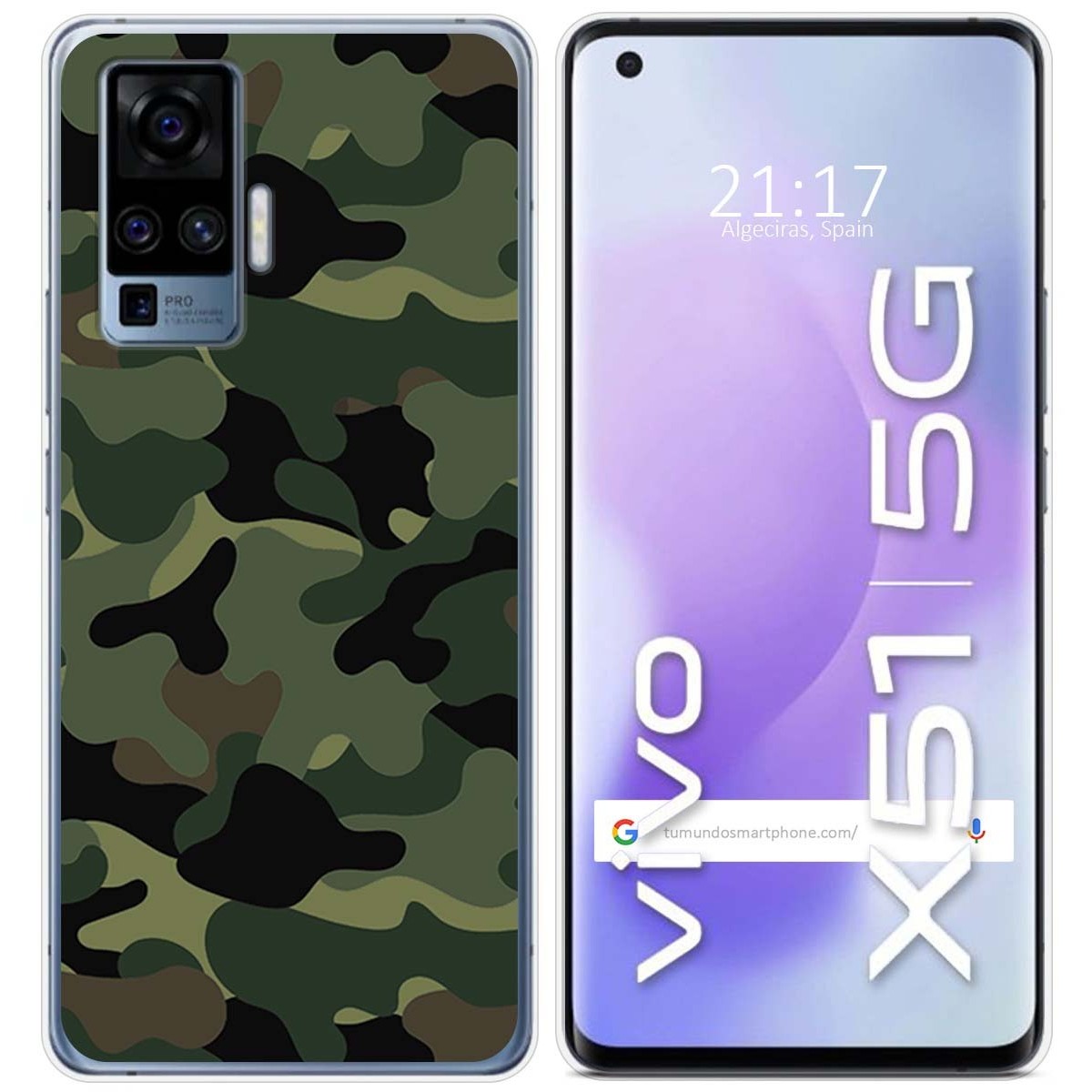 Funda Gel Tpu para Vivo X51 5G diseño Camuflaje Dibujos