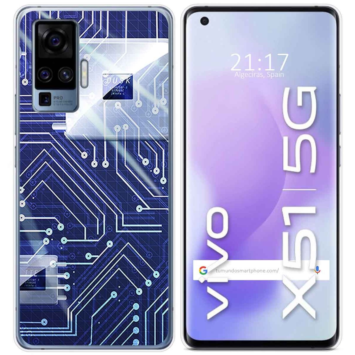 Funda Gel Tpu para Vivo X51 5G diseño Circuito Dibujos