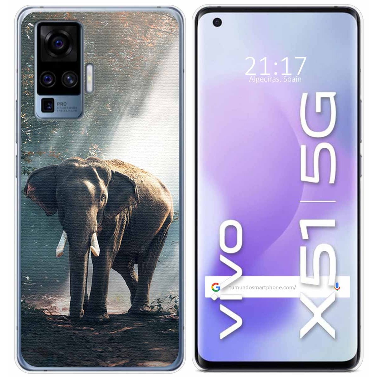 Funda Gel Tpu para Vivo X51 5G diseño Elefante Dibujos