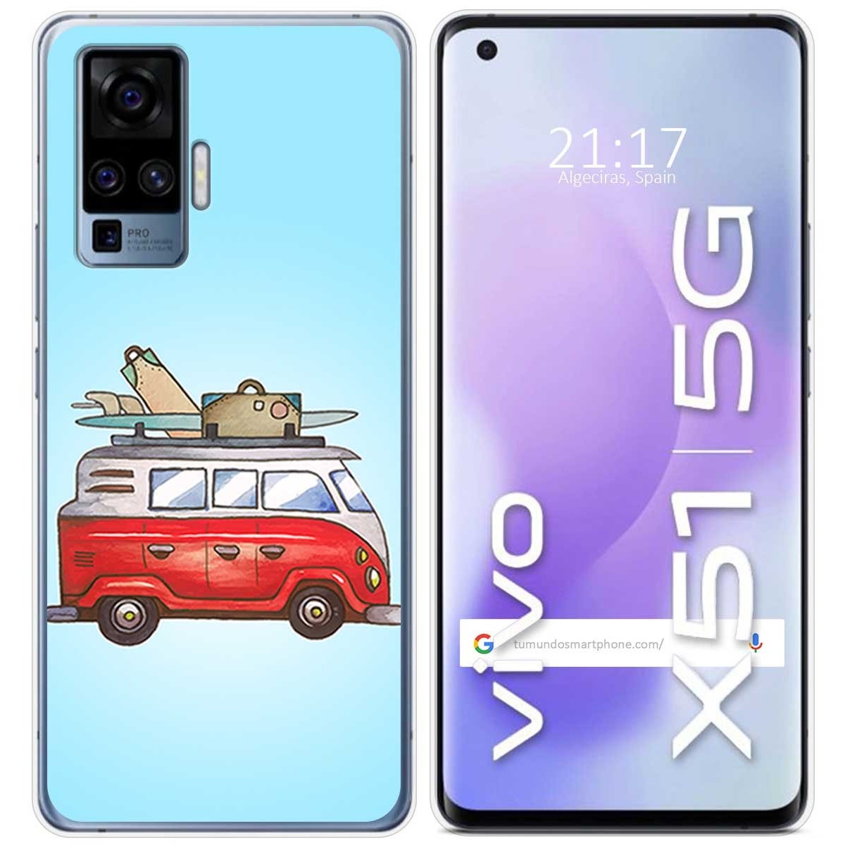 Funda Gel Tpu para Vivo X51 5G diseño Furgoneta Dibujos