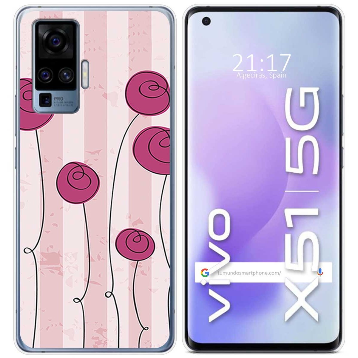 Funda Gel Tpu para Vivo X51 5G diseño Flores Vintage Dibujos