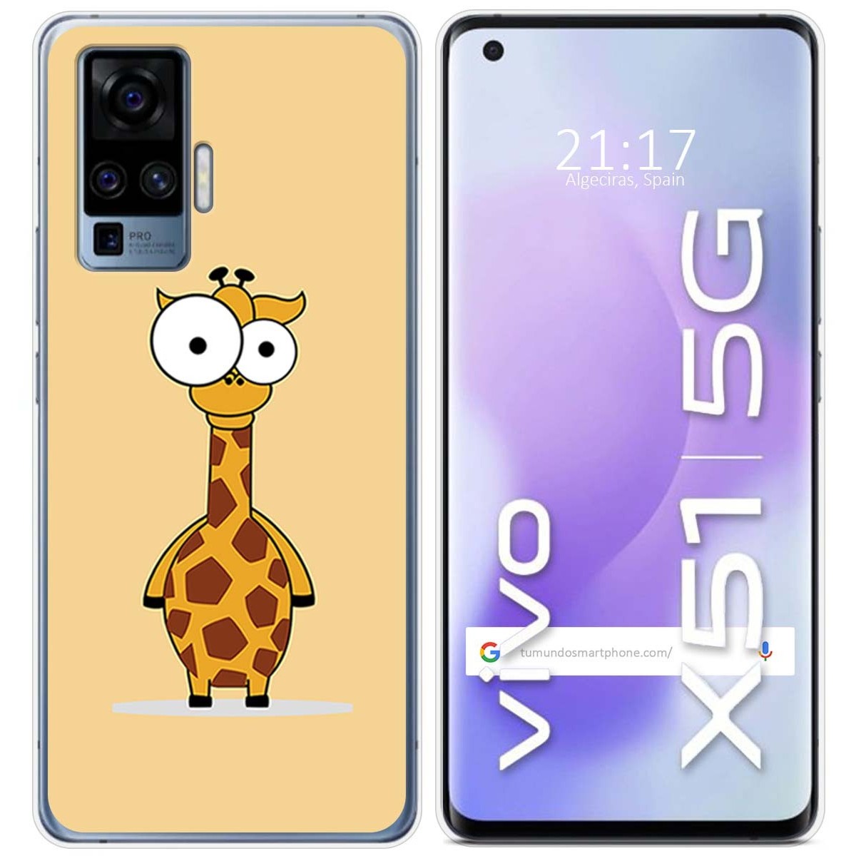 Funda Gel Tpu para Vivo X51 5G diseño Jirafa Dibujos