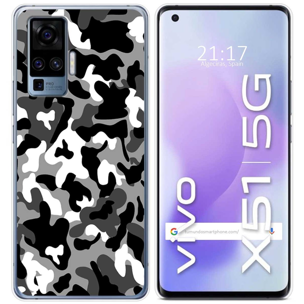 Funda Gel Tpu para Vivo X51 5G diseño Snow Camuflaje Dibujos
