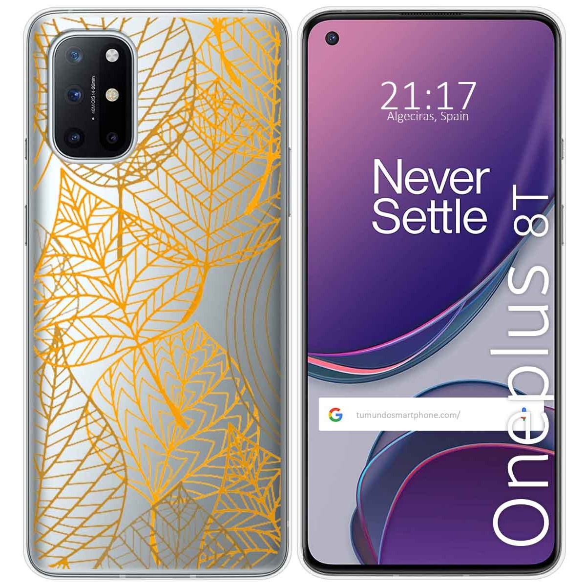 Funda Gel Transparente para OnePlus 8T 5G diseño Hojas Dibujos