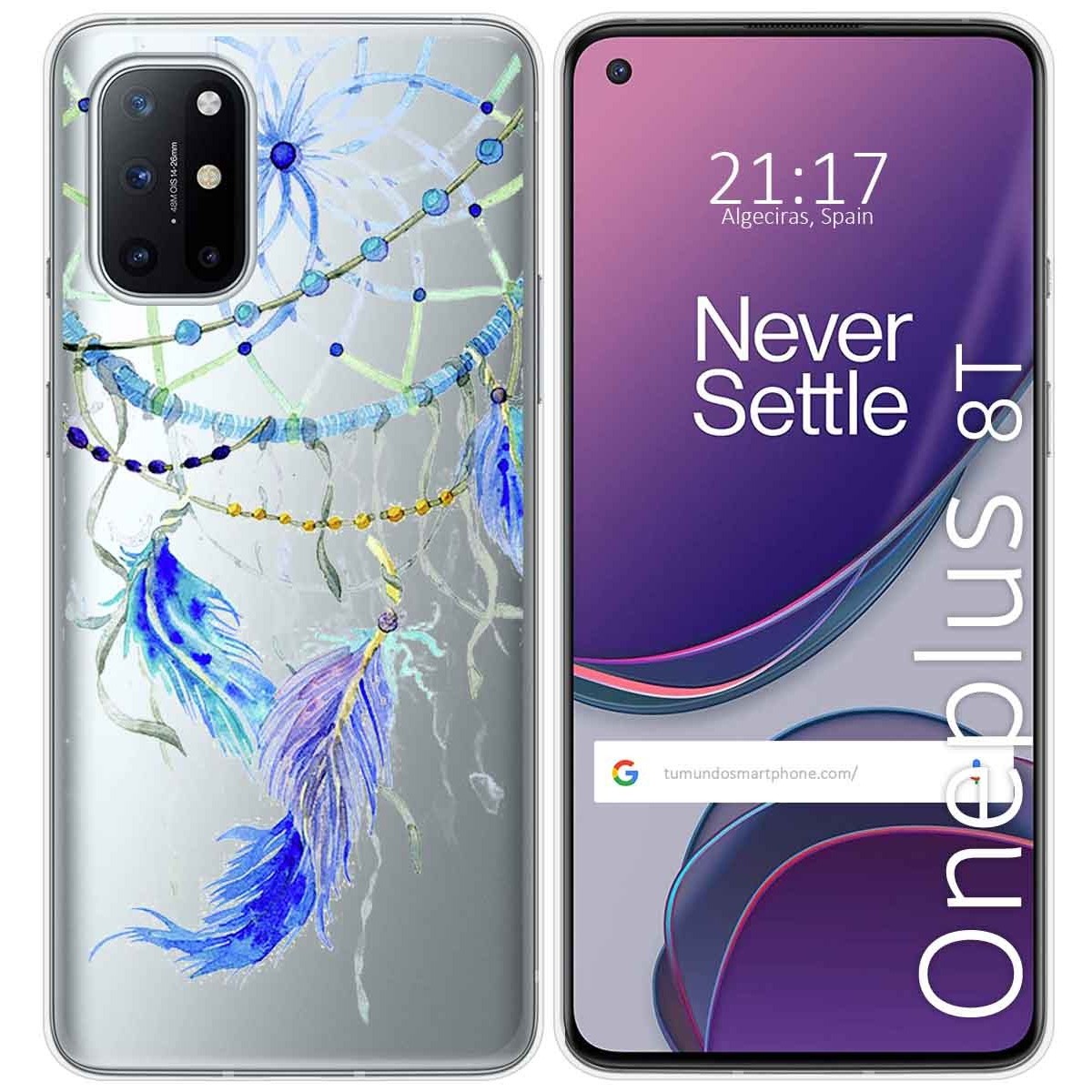 Funda Gel Transparente para OnePlus 8T 5G diseño Plumas Dibujos