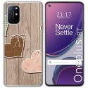 Funda Gel Tpu para OnePlus 8T 5G diseño Corazones Madera Dibujos