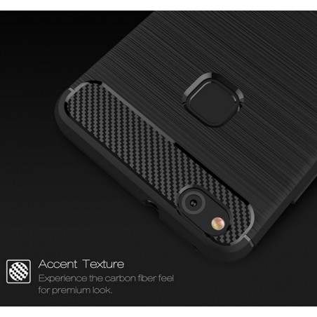 Funda Gel Tpu Tipo Carbon Negra para Huawei P10 Lite