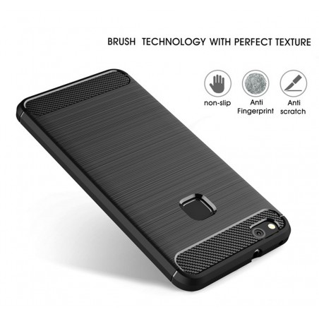 Funda Gel Tpu Tipo Carbon Negra para Huawei P10 Lite