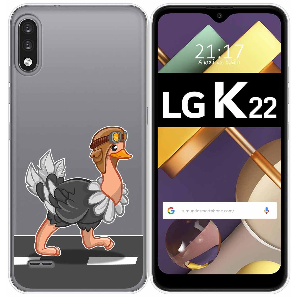 Funda Gel Transparente para Lg K22 diseño Avestruz Dibujos