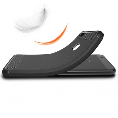 Funda Gel Tpu Tipo Carbon Negra para Huawei P10 Lite