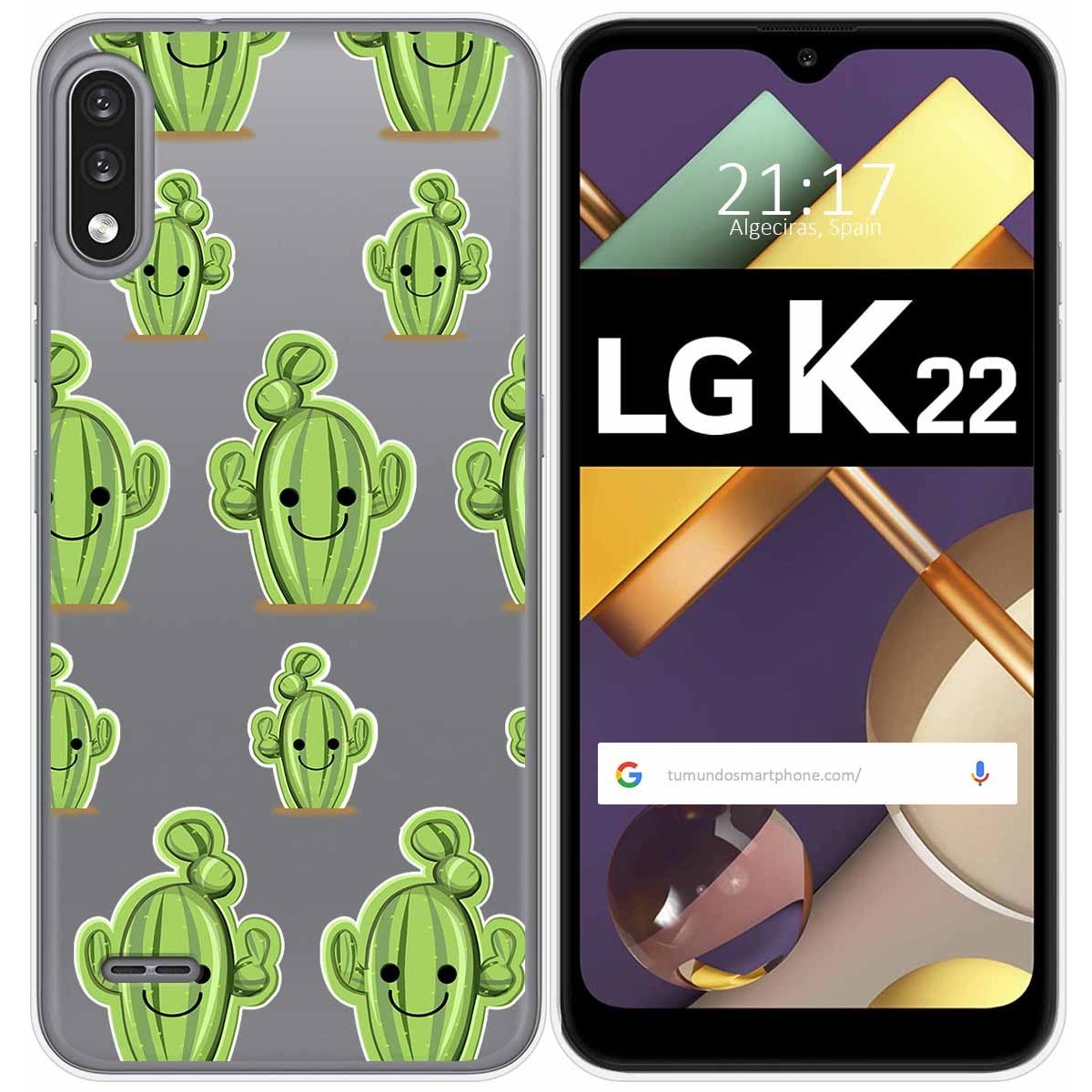 Funda Gel Transparente para Lg K22 diseño Cactus Dibujos