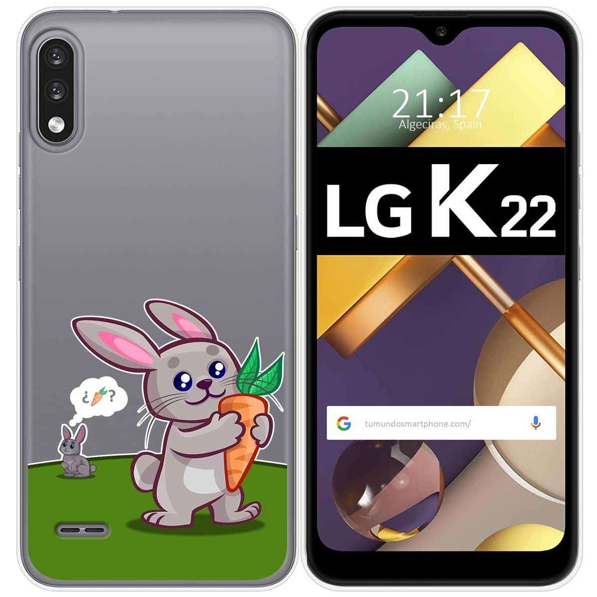 Funda Gel Transparente para Lg K22 diseño Conejo Dibujos