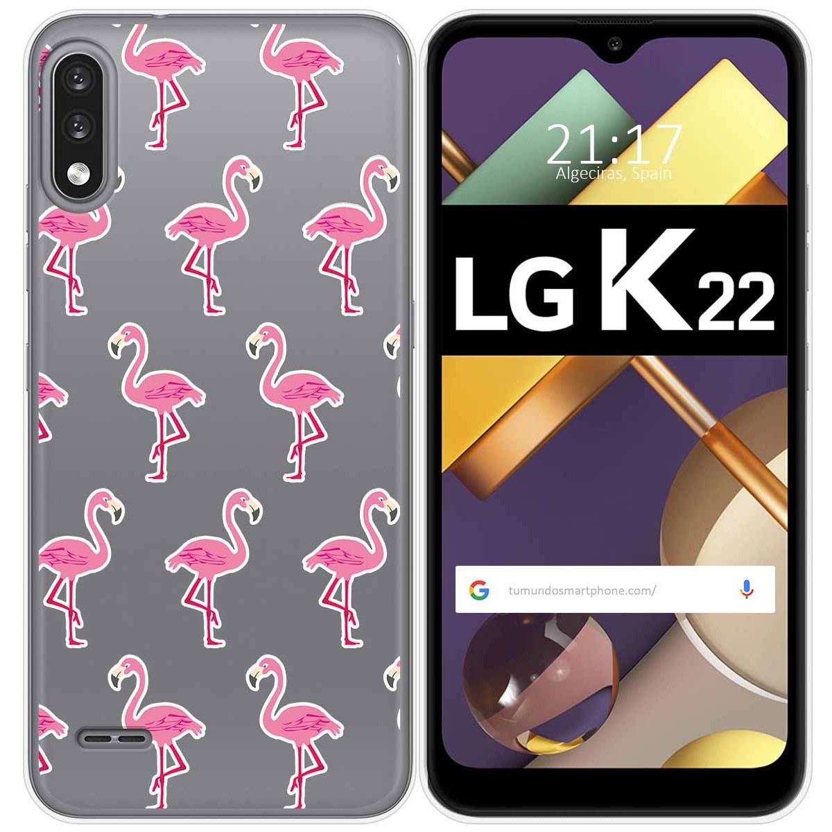 Funda Gel Transparente para Lg K22 diseño Flamenco Dibujos