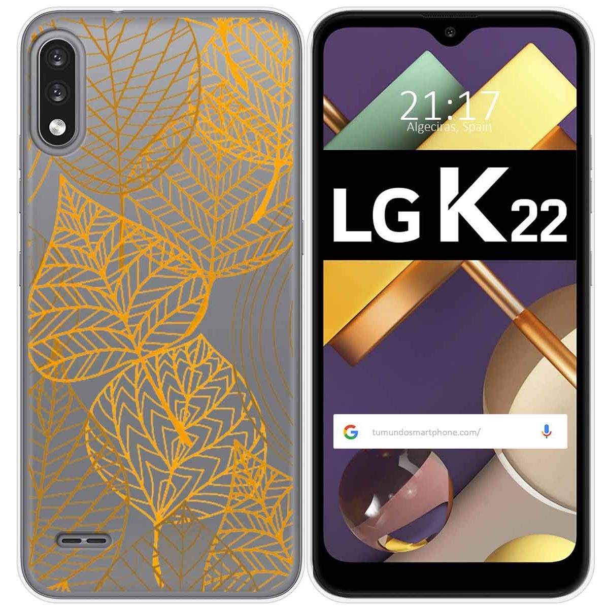 Funda Gel Transparente para Lg K22 diseño Hojas Dibujos