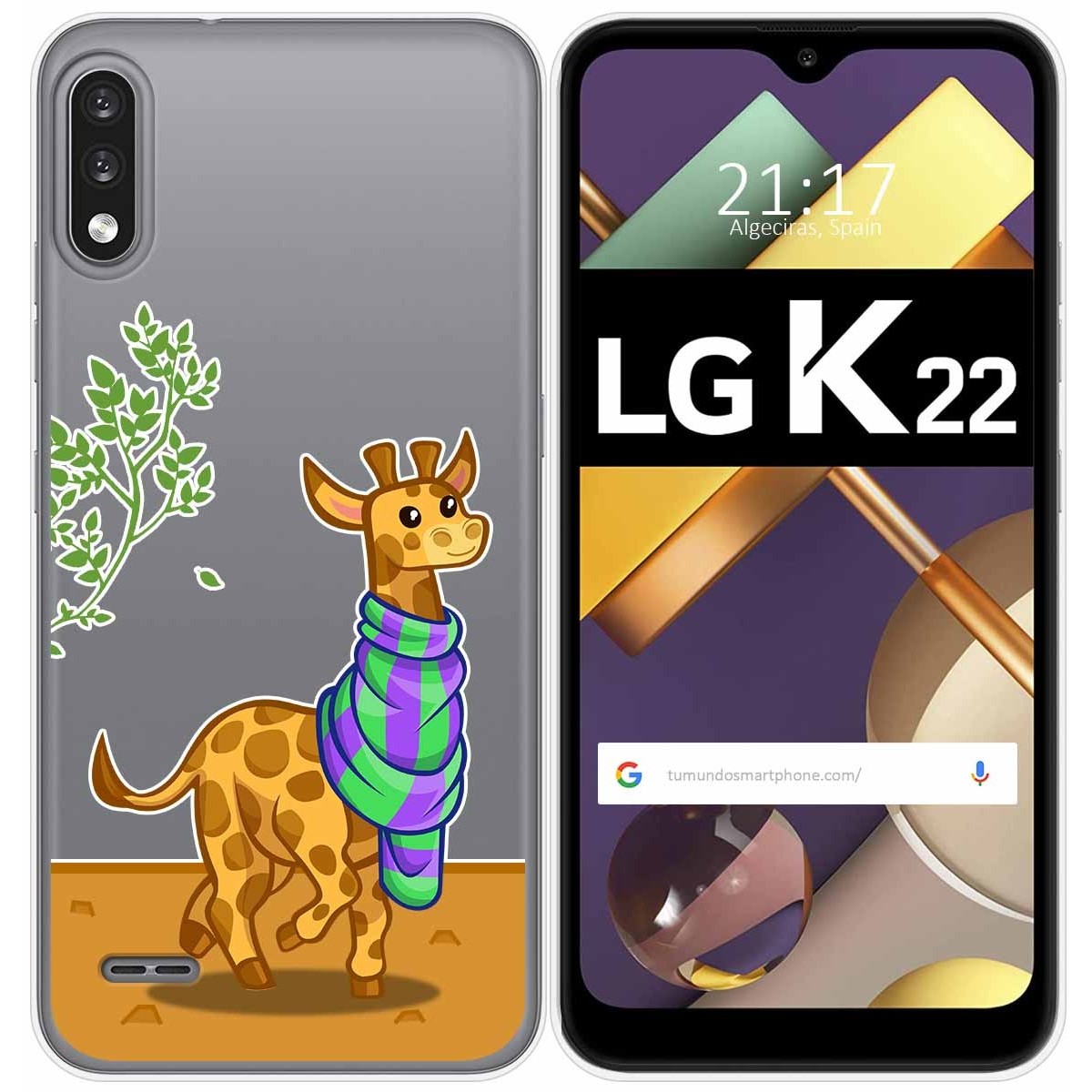 Funda Gel Transparente para Lg K22 diseño Jirafa Dibujos