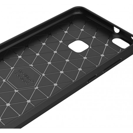 Funda Gel Tpu Tipo Carbon Negra para Huawei P10 Lite