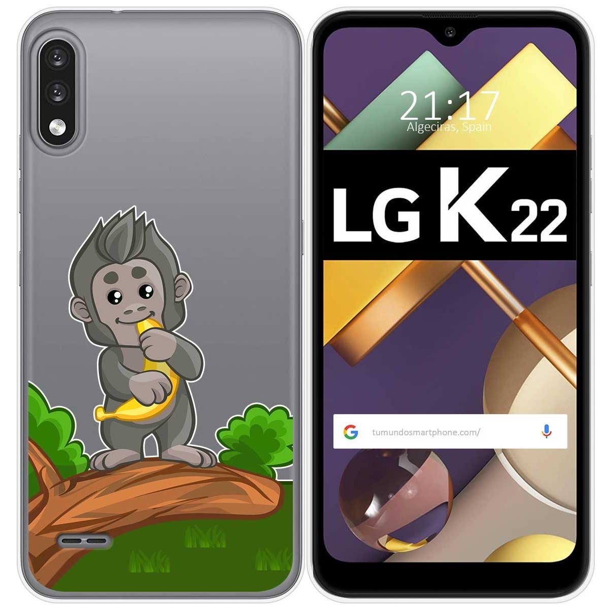 Funda Gel Transparente para Lg K22 diseño Mono Dibujos
