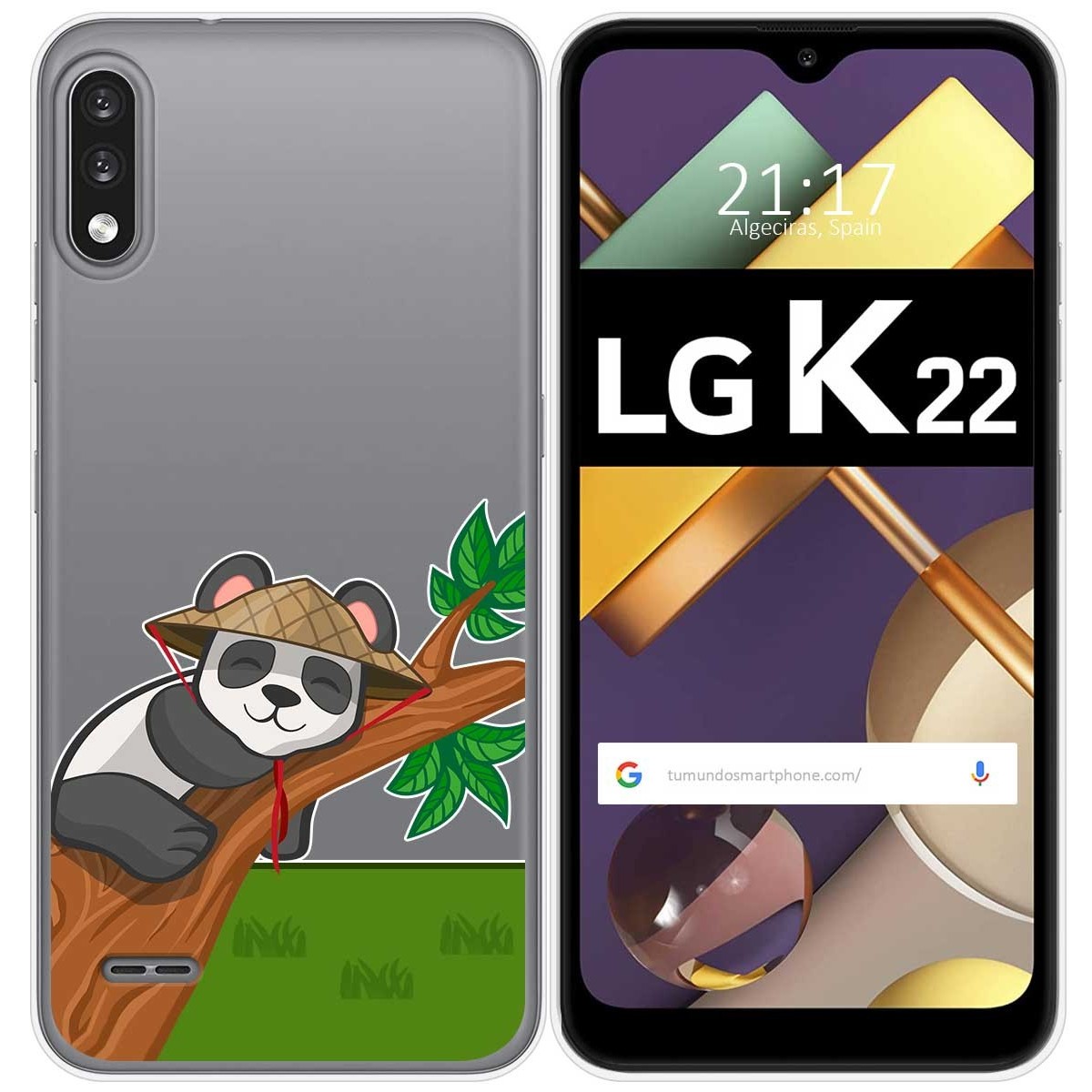 Funda Gel Transparente para Lg K22 diseño Panda Dibujos