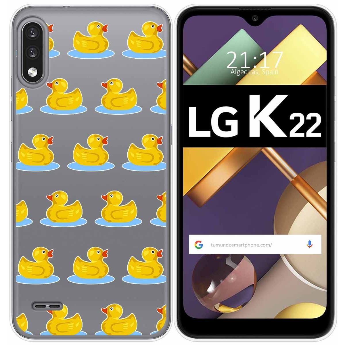 Funda Gel Transparente para Lg K22 diseño Pato Dibujos
