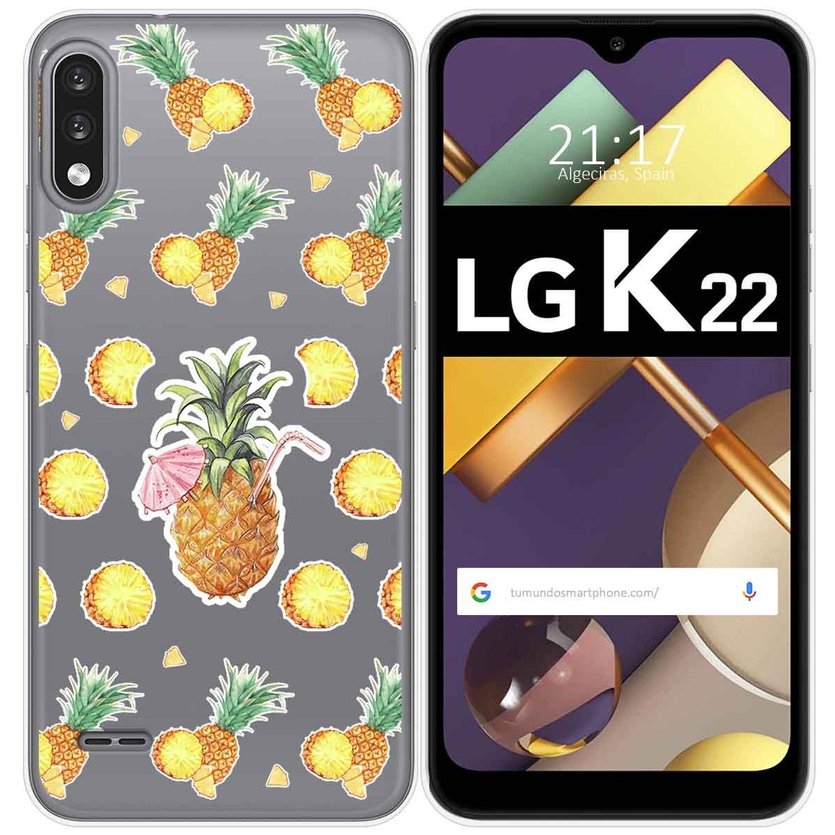 Funda Gel Transparente para Lg K22 diseño Piña Dibujos
