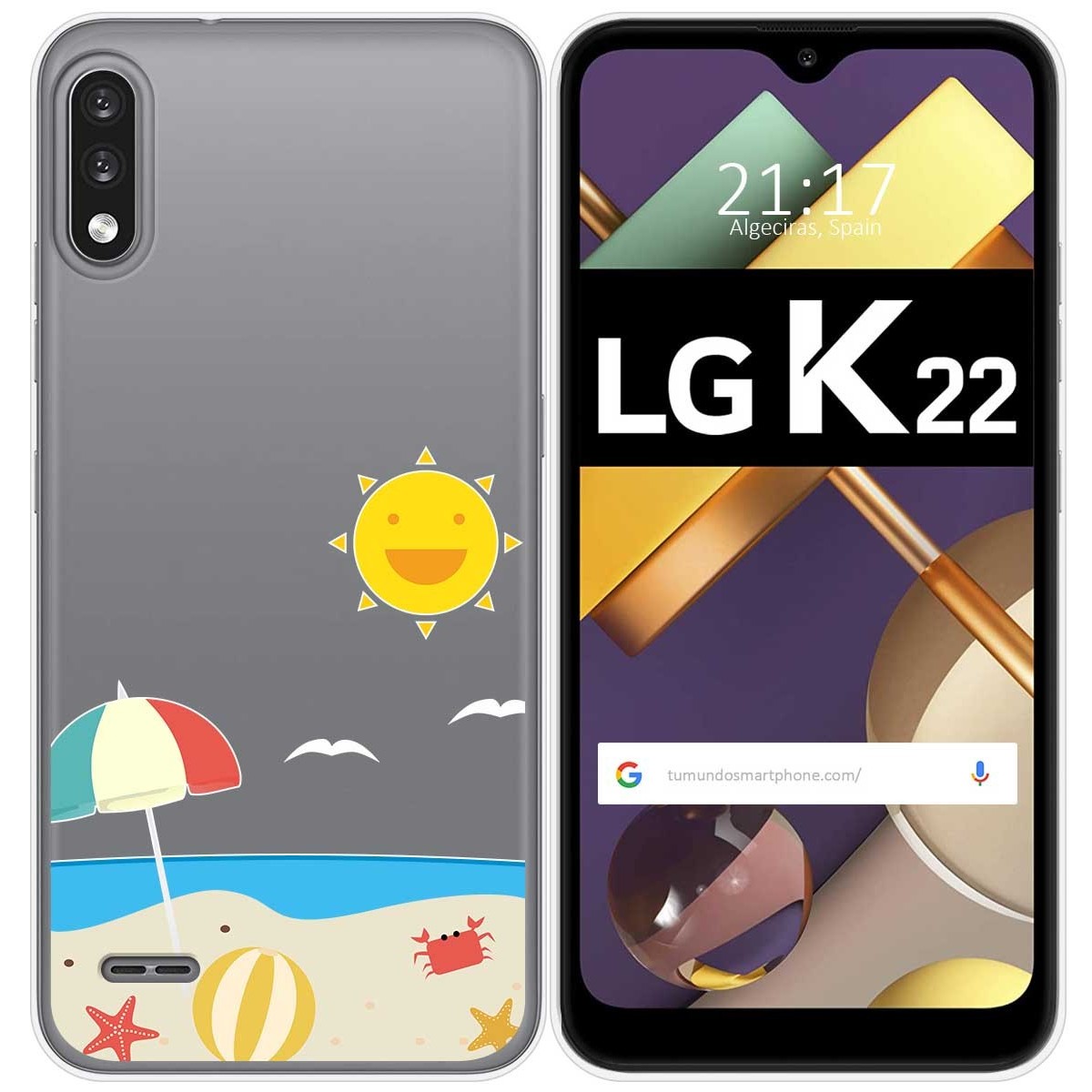 Funda Gel Transparente para Lg K22 diseño Playa Dibujos