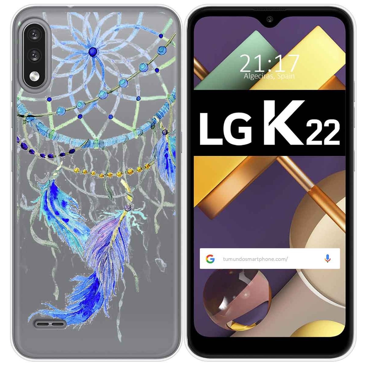 Funda Gel Transparente para Lg K22 diseño Plumas Dibujos