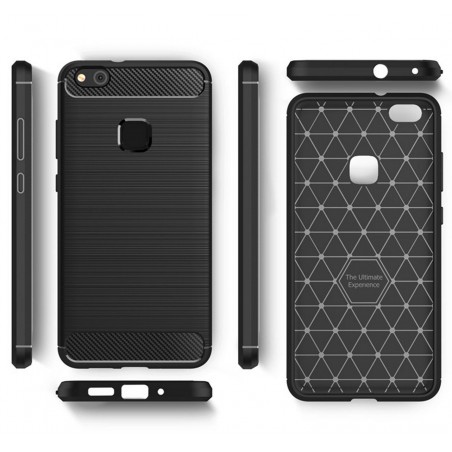 Funda Gel Tpu Tipo Carbon Negra para Huawei P10 Lite