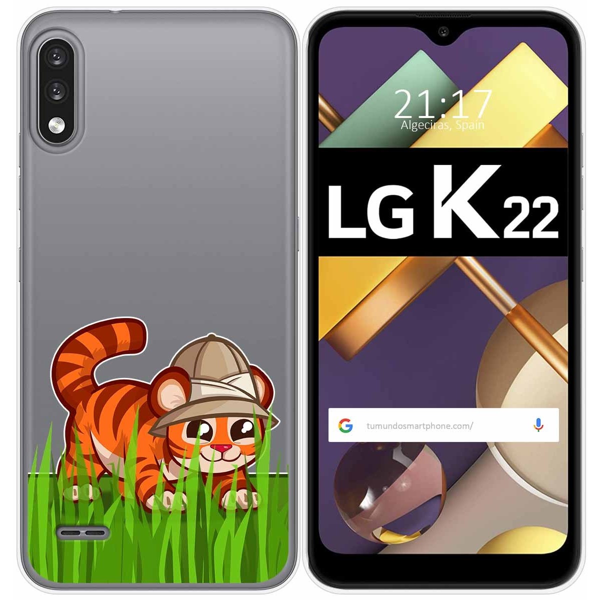 Funda Gel Transparente para Lg K22 diseño Tigre Dibujos