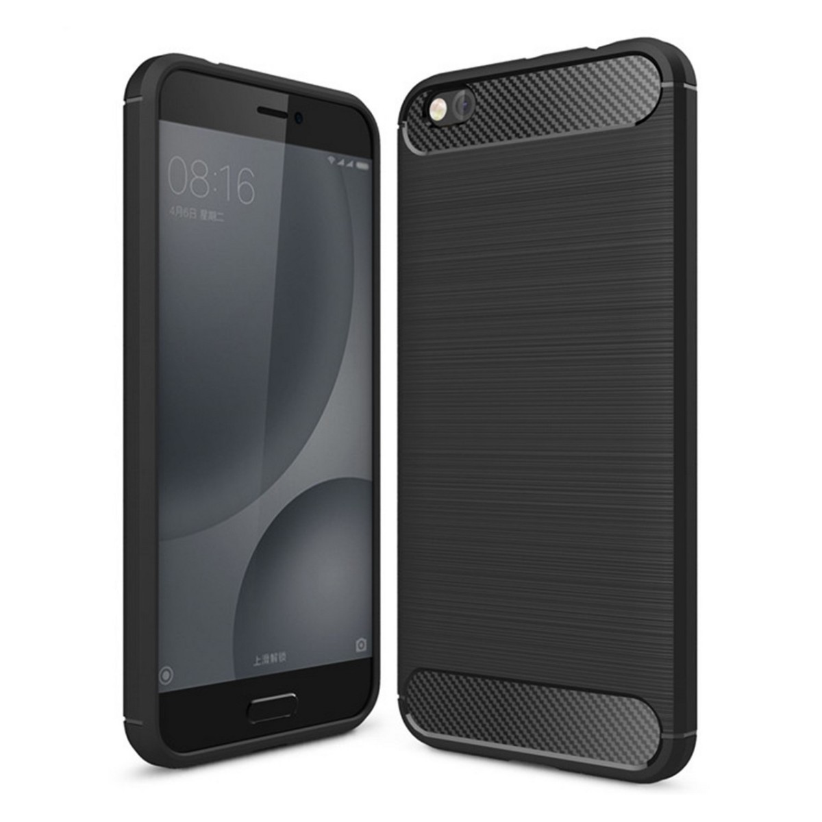 Funda Gel Tpu Tipo Carbon Negra para Xiaomi Mi 5C