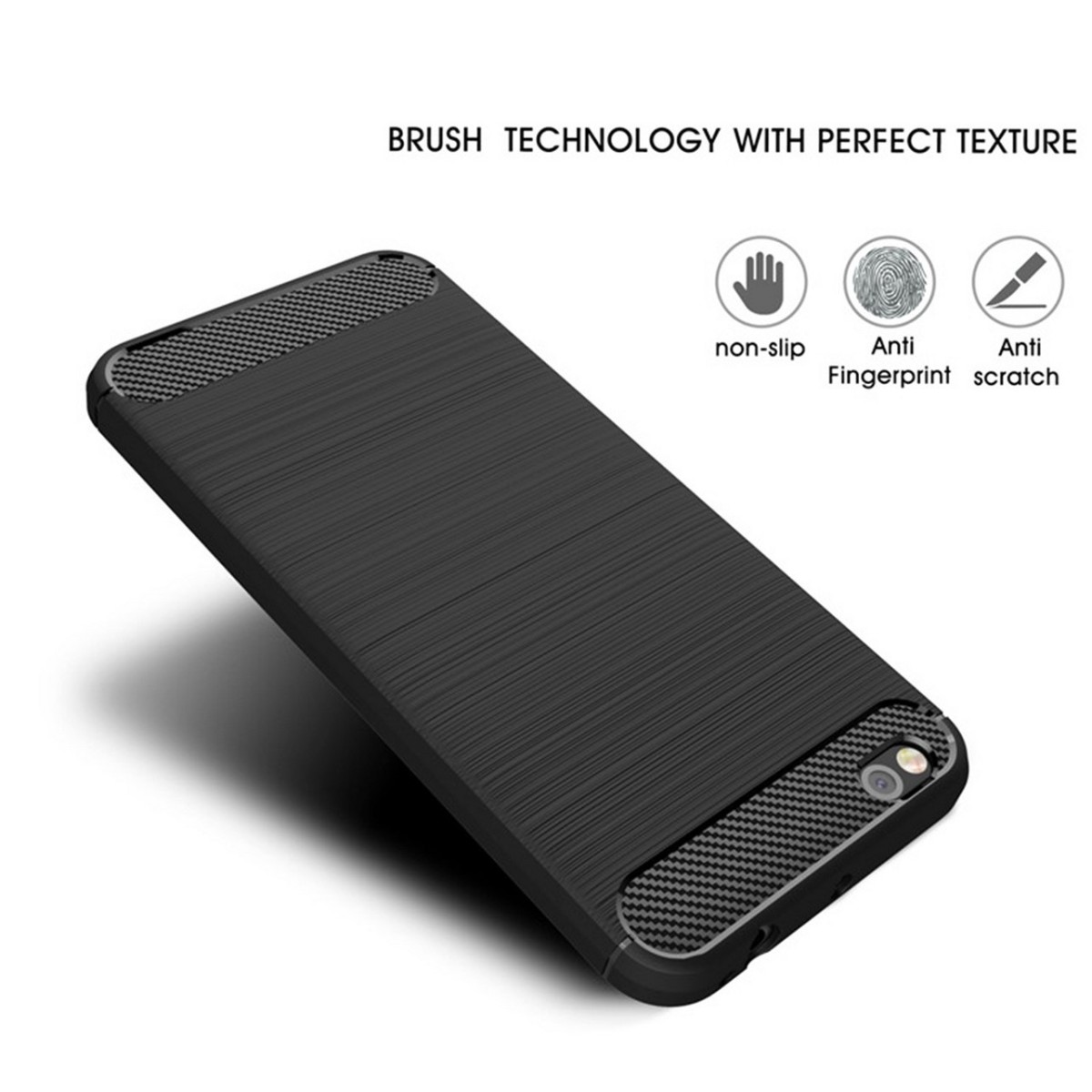 Funda Gel Tpu Tipo Carbon Negra para Xiaomi Mi 5C